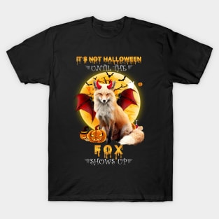 Cute Fox Witch Wizard Pumpkin Easy Halloween Costume T-Shirt